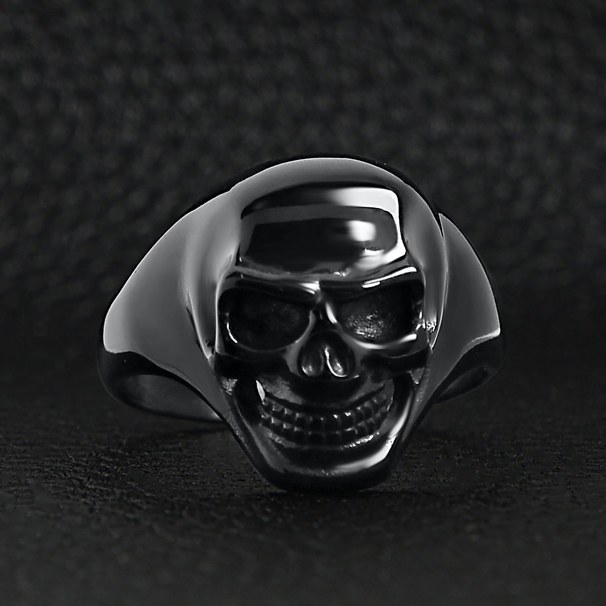 Stainless Steel Black Skull Ring