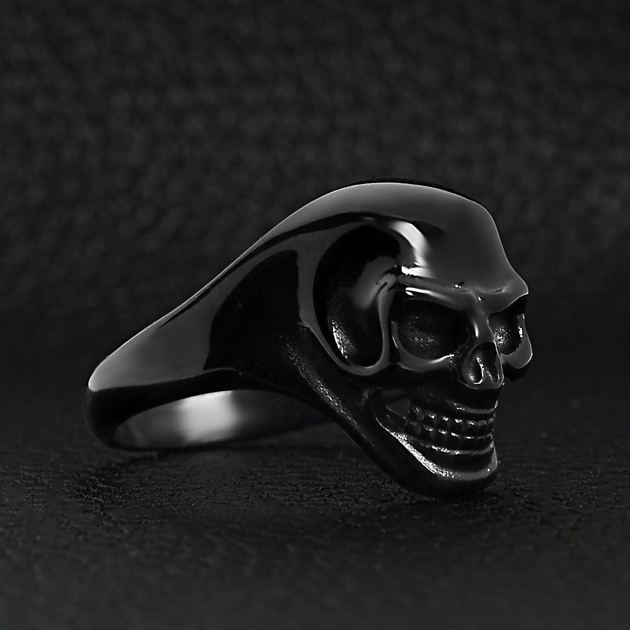 Stainless Steel Black Skull Ring