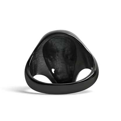 Stainless Steel Black Skull Ring