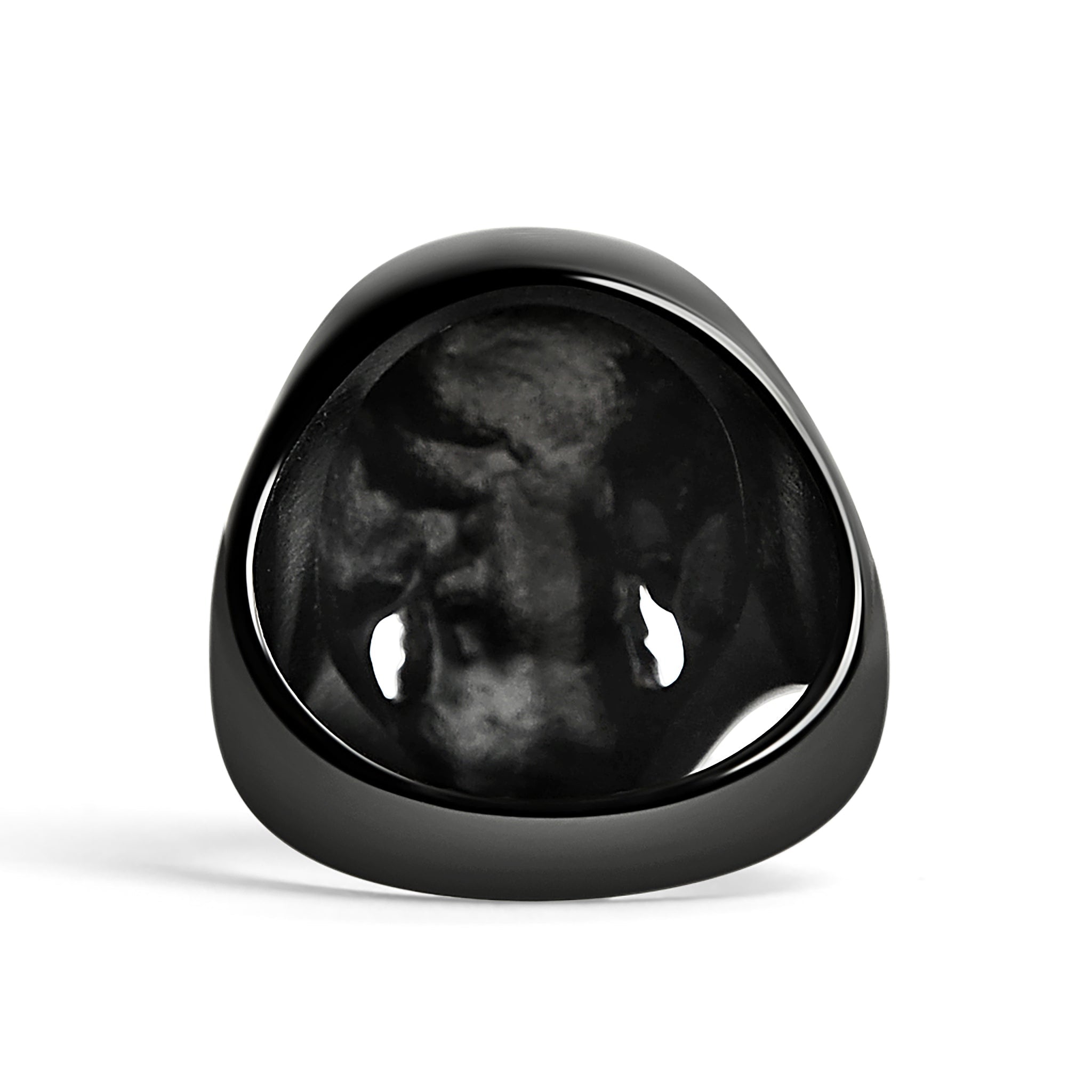 Stainless Steel Clear CZ Eyed Black Skull Ring