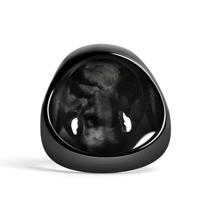 Stainless Steel Clear CZ Eyed Black Skull Ring