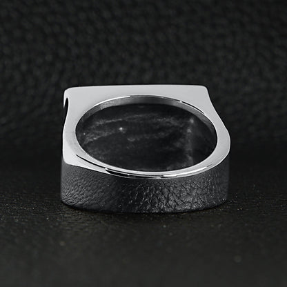 Stainless Steel Motorcycle Club "MC" Insignia Signet Ring
