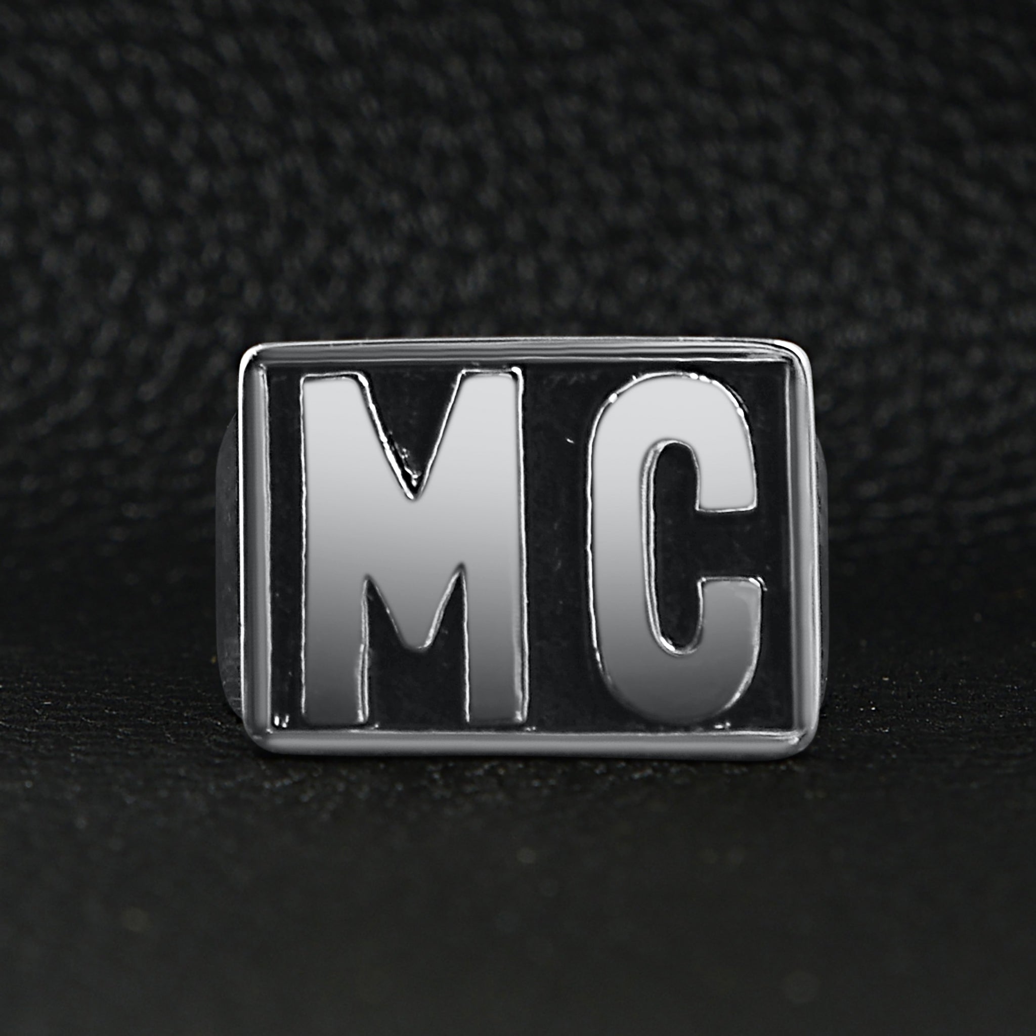 Stainless Steel Motorcycle Club "MC" Insignia Signet Ring