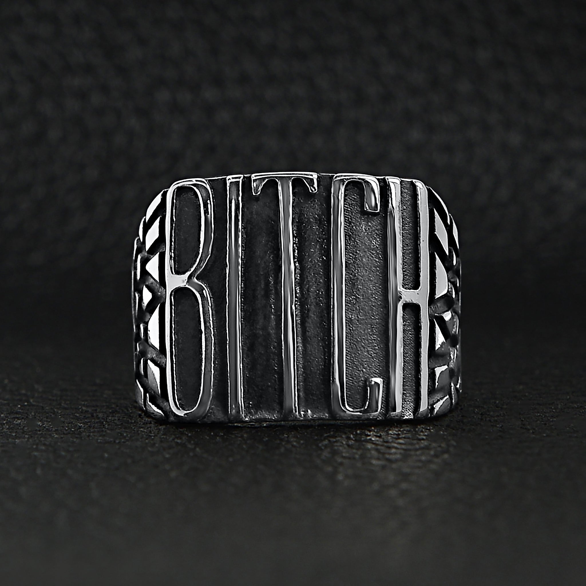 Stainless Steel "BITCH" Signet Ring