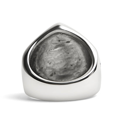 Stainless Steel Lucky "7" With Skull Accents Signet Ring