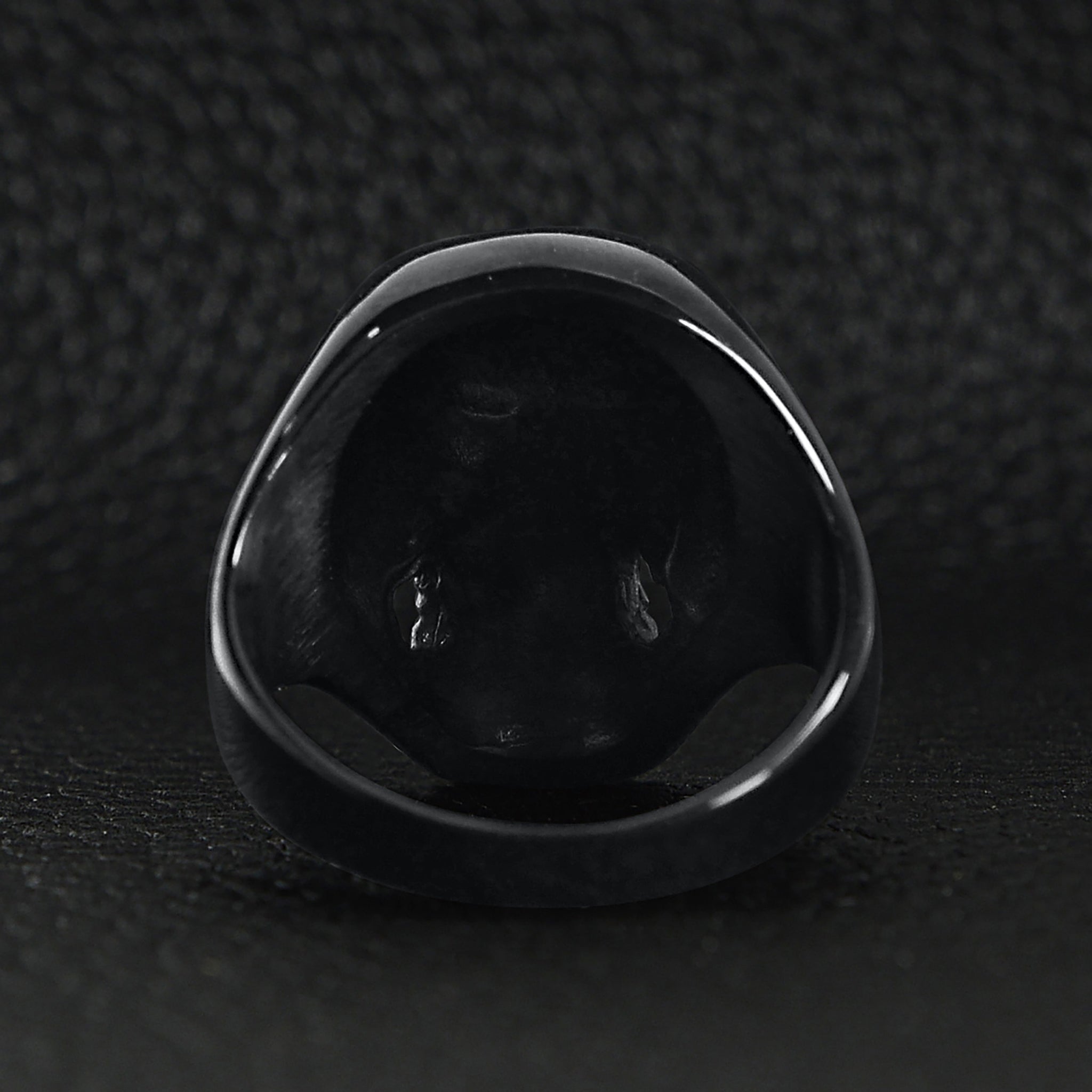 Stainless Steel Red CZ Eyed Black Skull Ring