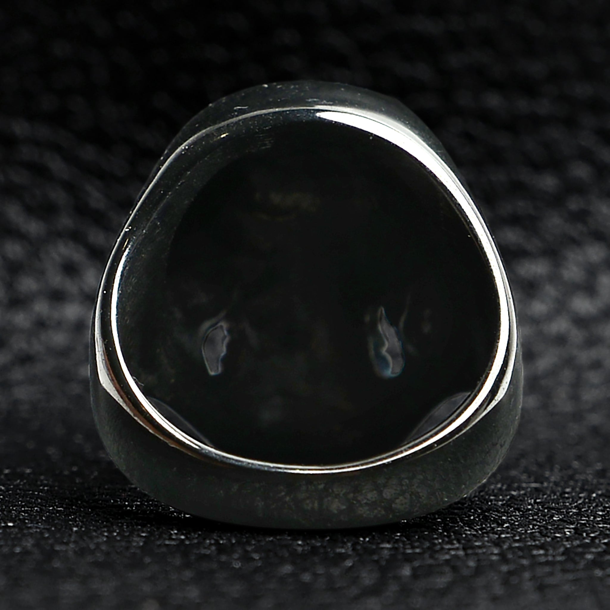 Black Grinning Skull Stainless Steel Ring