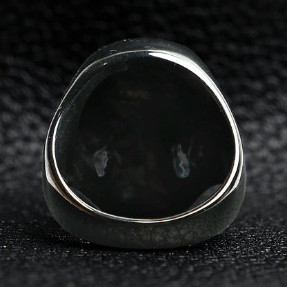 Black Grinning Skull Stainless Steel Ring
