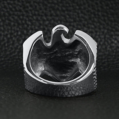 Stainless Steel "AMERICAN BIKER" With 18K Gold PVD Coated Eagle Ring