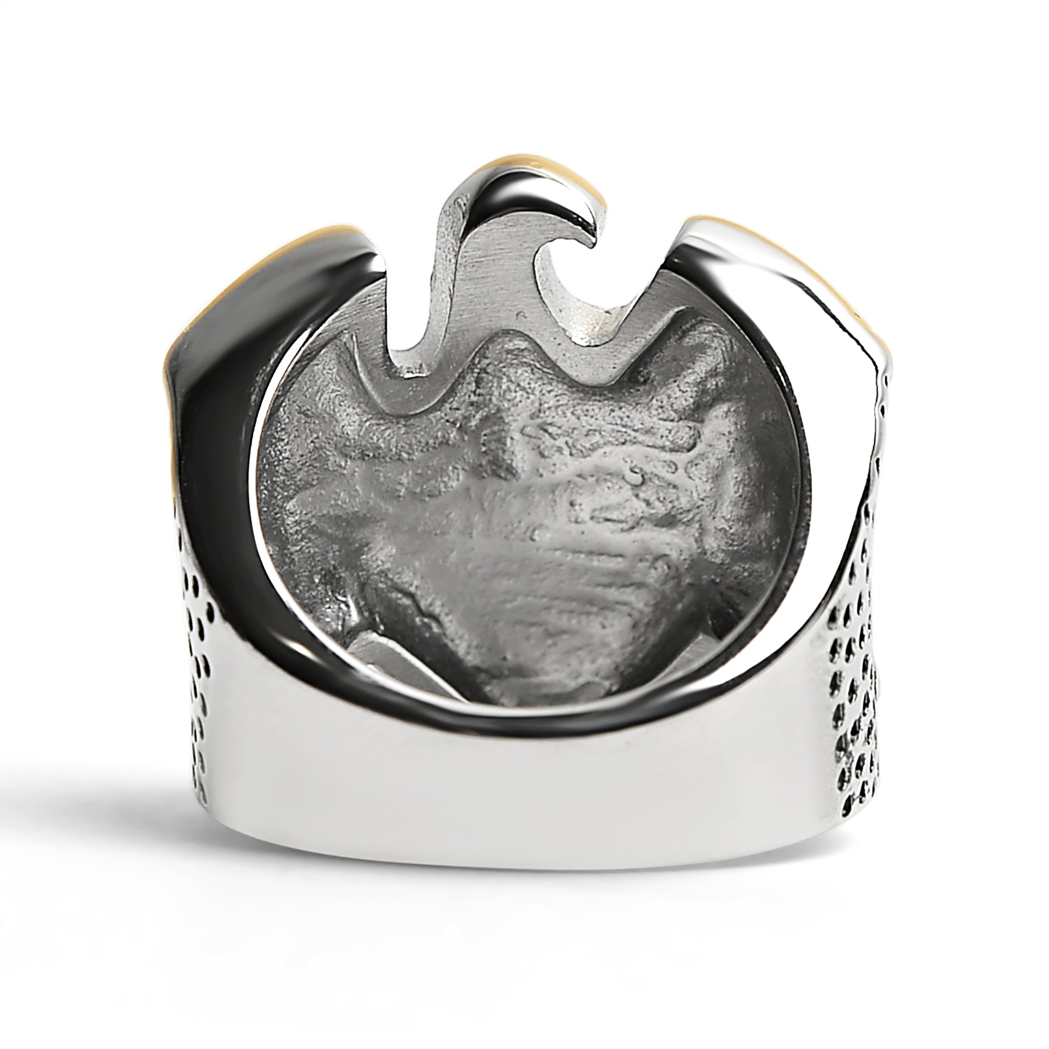 Stainless Steel "AMERICAN BIKER" With 18K Gold PVD Coated Eagle Ring