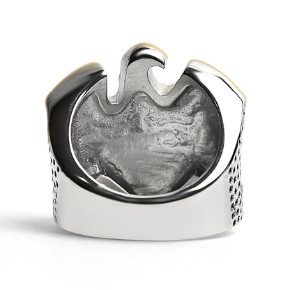 Stainless Steel "AMERICAN BIKER" With 18K Gold PVD Coated Eagle Ring