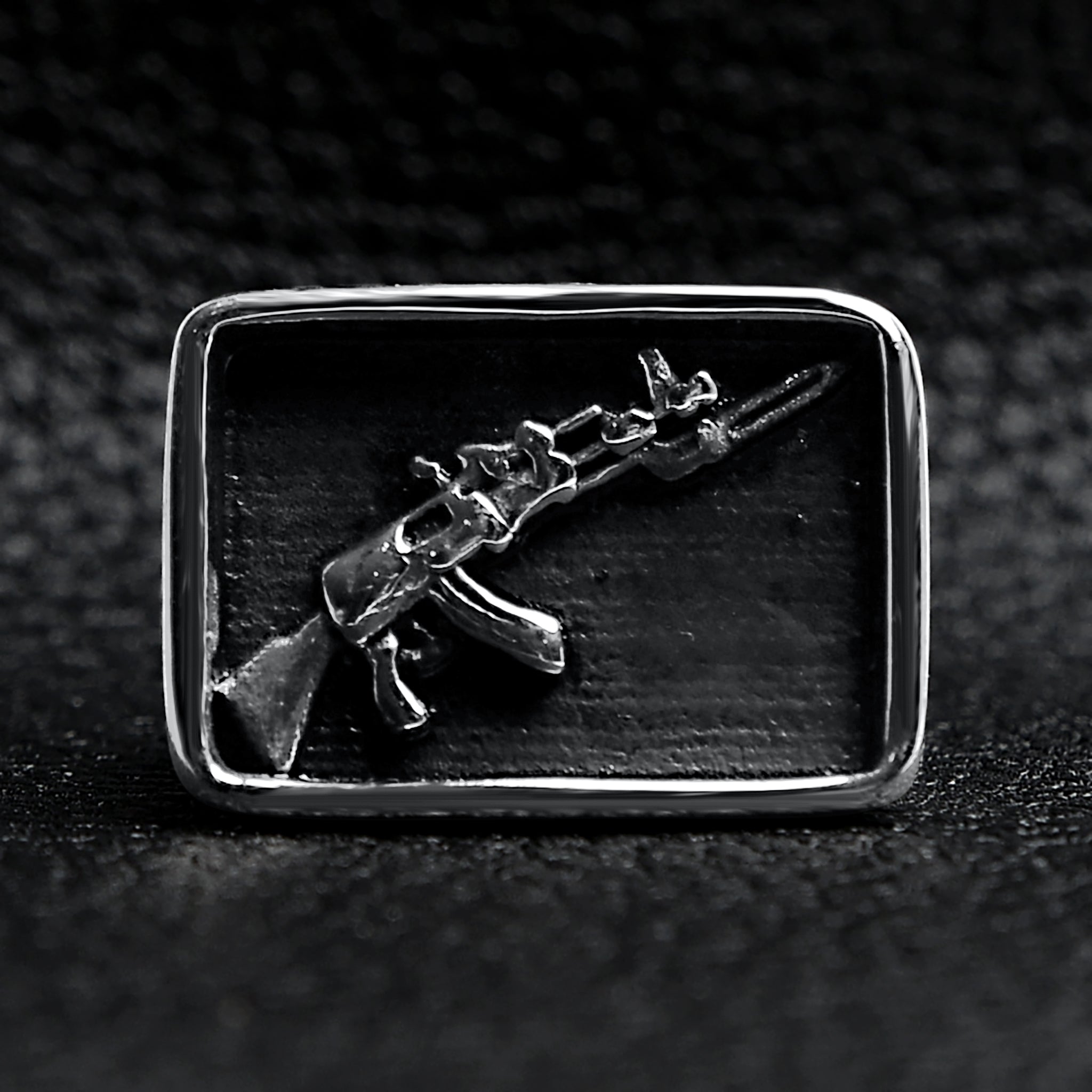 Stainless Steel AK-47 Gun Signet Ring