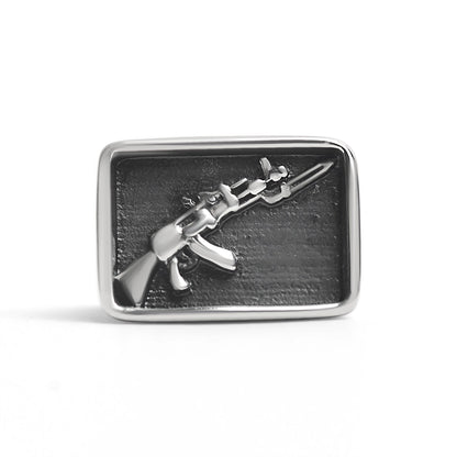 Stainless Steel AK-47 Gun Signet Ring