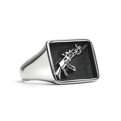 Stainless Steel AK-47 Gun Signet Ring