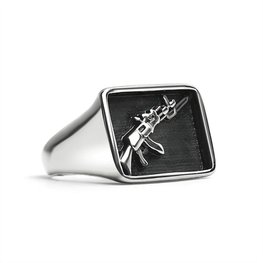 Stainless Steel AK-47 Gun Signet Ring