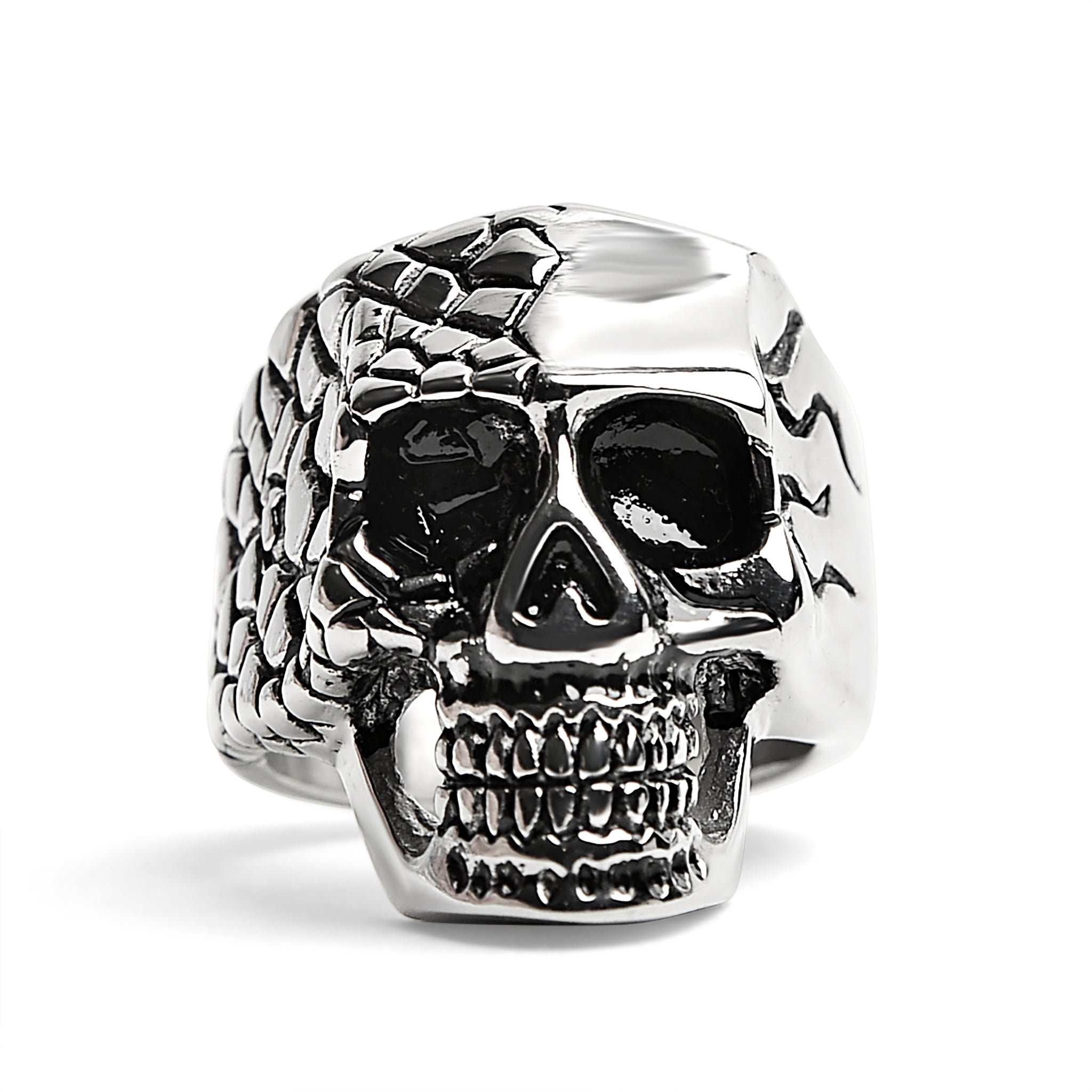 Detailed Cracking Skull Stainless Steel Ring