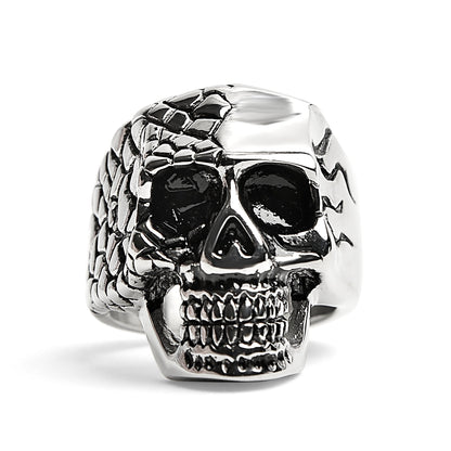 Detailed Cracking Skull Stainless Steel Ring