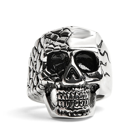 Detailed Cracking Skull Stainless Steel Ring