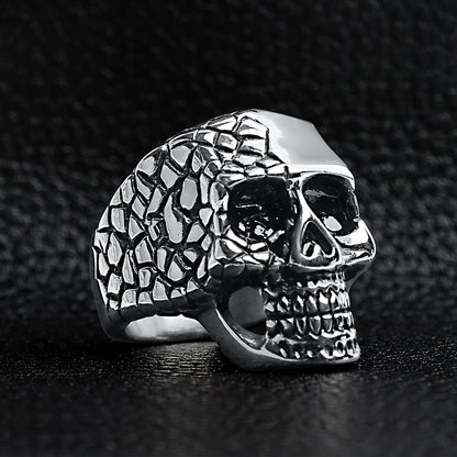 Detailed Cracking Skull Stainless Steel Ring