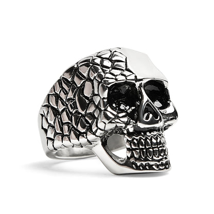 Detailed Cracking Skull Stainless Steel Ring