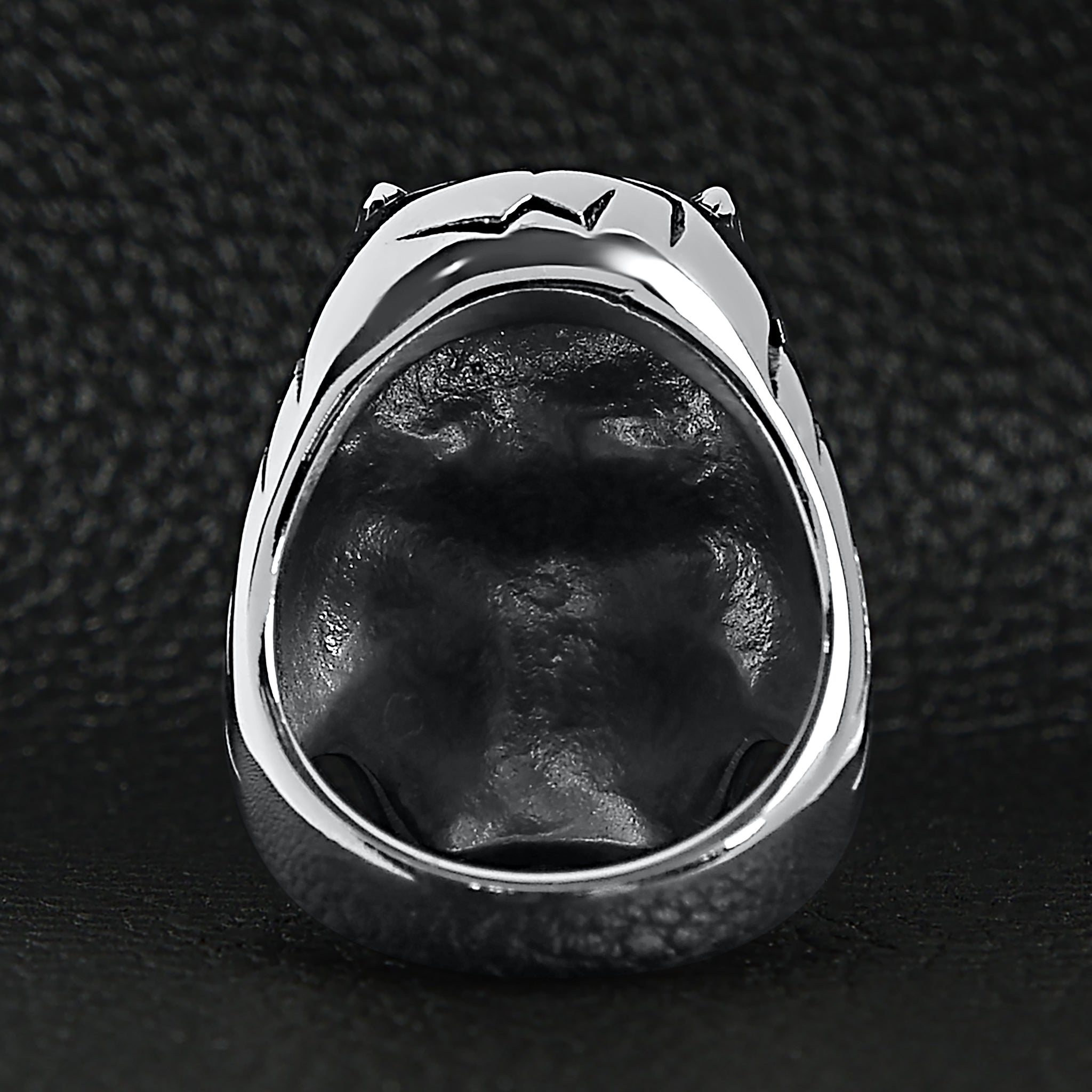 Stainless Steel Devil Skull With Red CZ Eye Smoking 18K Gold PVD Coated Cigar Ring