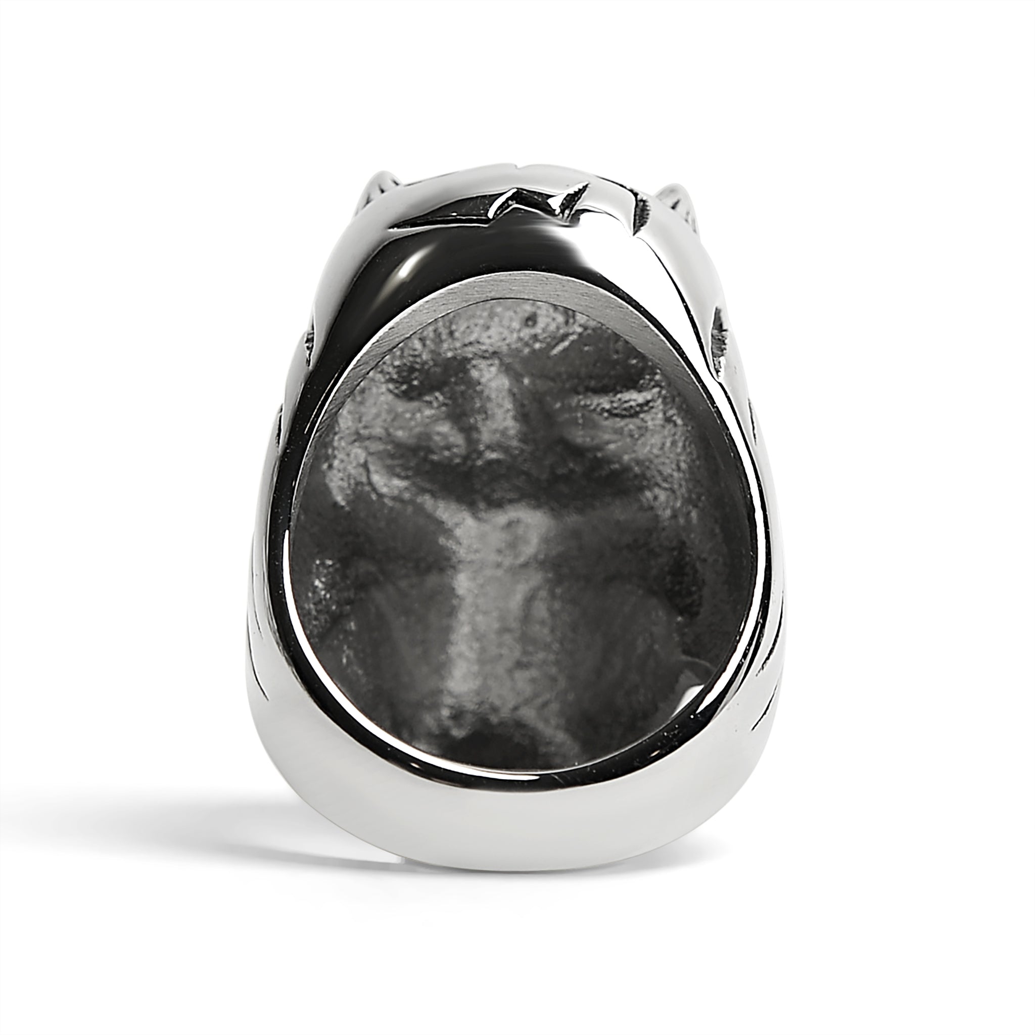 Stainless Steel Devil Skull With Red CZ Eye Smoking 18K Gold PVD Coated Cigar Ring
