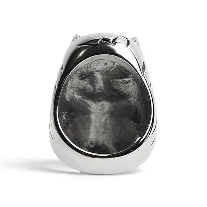 Stainless Steel Devil Skull With Red CZ Eye Smoking 18K Gold PVD Coated Cigar Ring