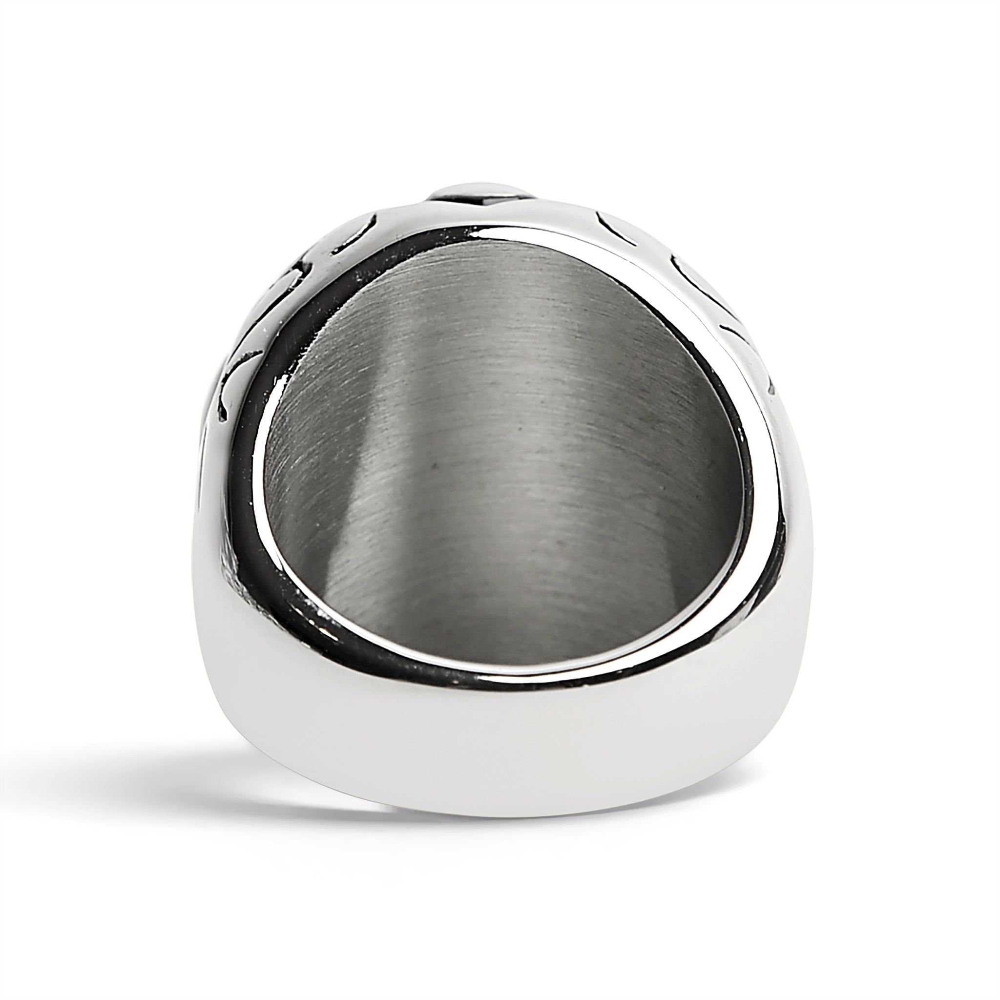 Stainless Steel Red CZ Eyed Sugar Skull Ring
