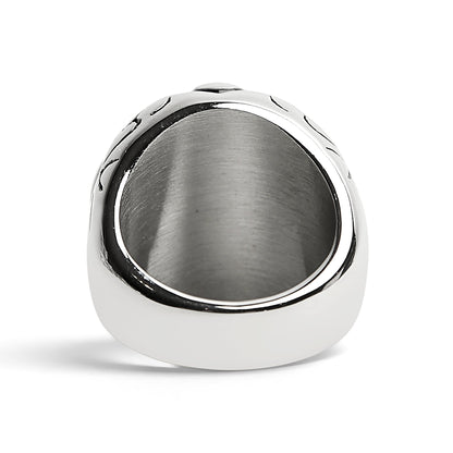 Stainless Steel Red CZ Eyed Sugar Skull Ring
