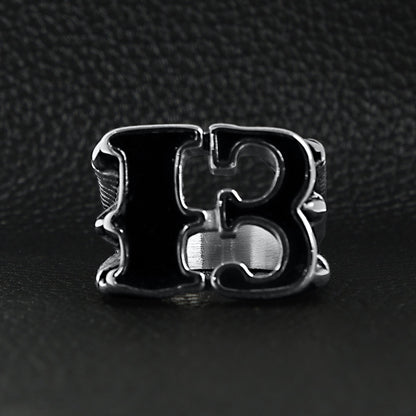 Stainless Steel Black Gothic "13" Dragon Claw Signet Ring