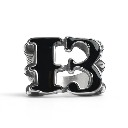 Stainless Steel Black Gothic "13" Dragon Claw Signet Ring