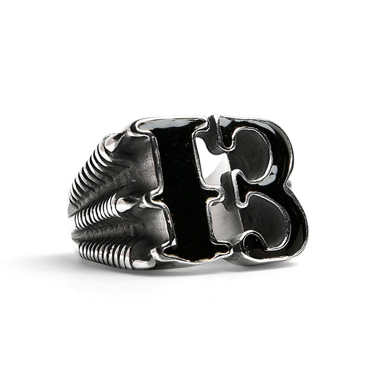 Stainless Steel Black Gothic "13" Dragon Claw Signet Ring