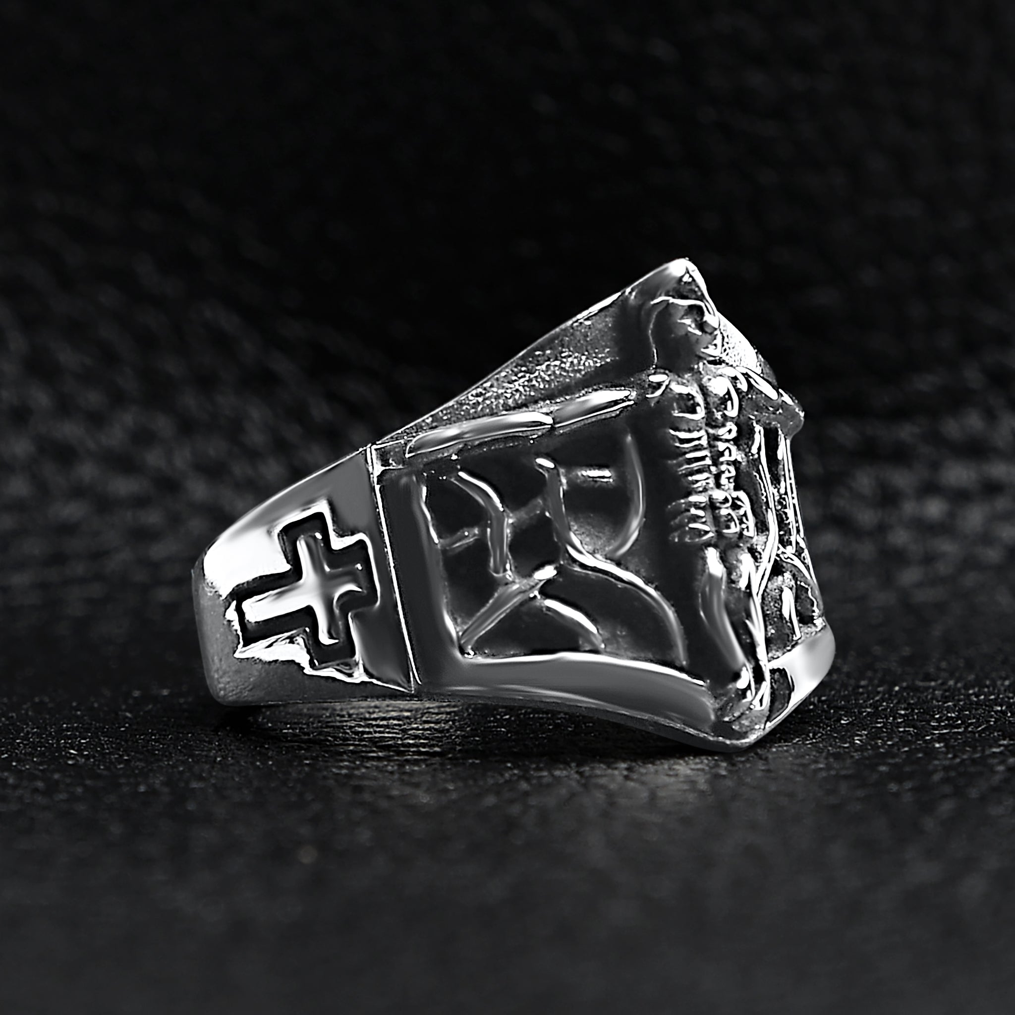 Detailed Jesus Cross Stainless Steel Ring