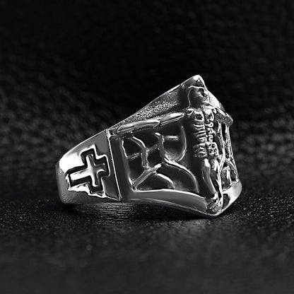 Detailed Jesus Cross Stainless Steel Ring