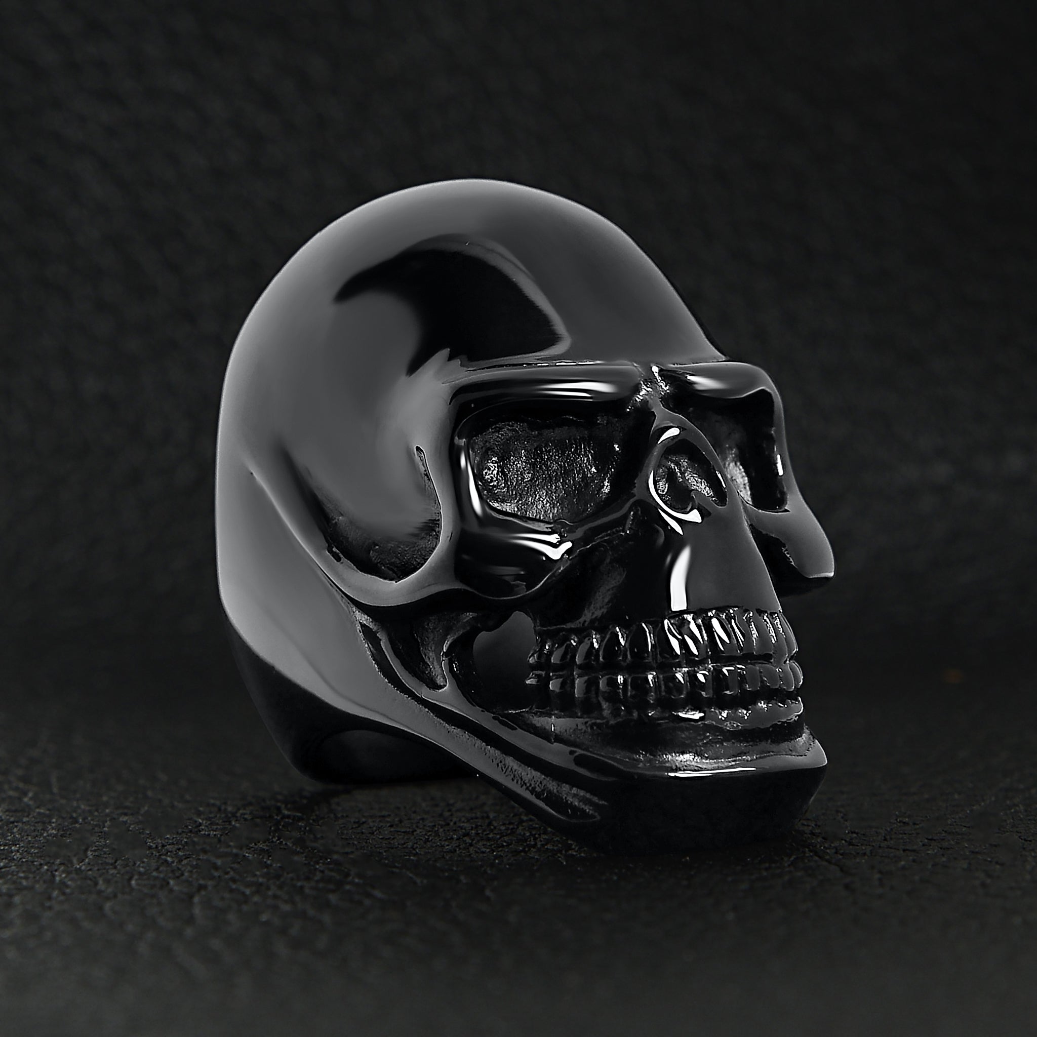 Stainless Steel Black Skull Ring