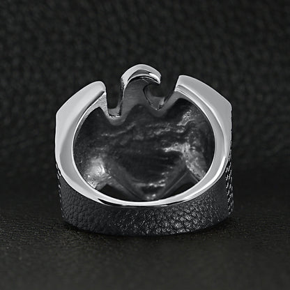 Stainless Steel "AMERICAN BIKER" With Eagle Ring