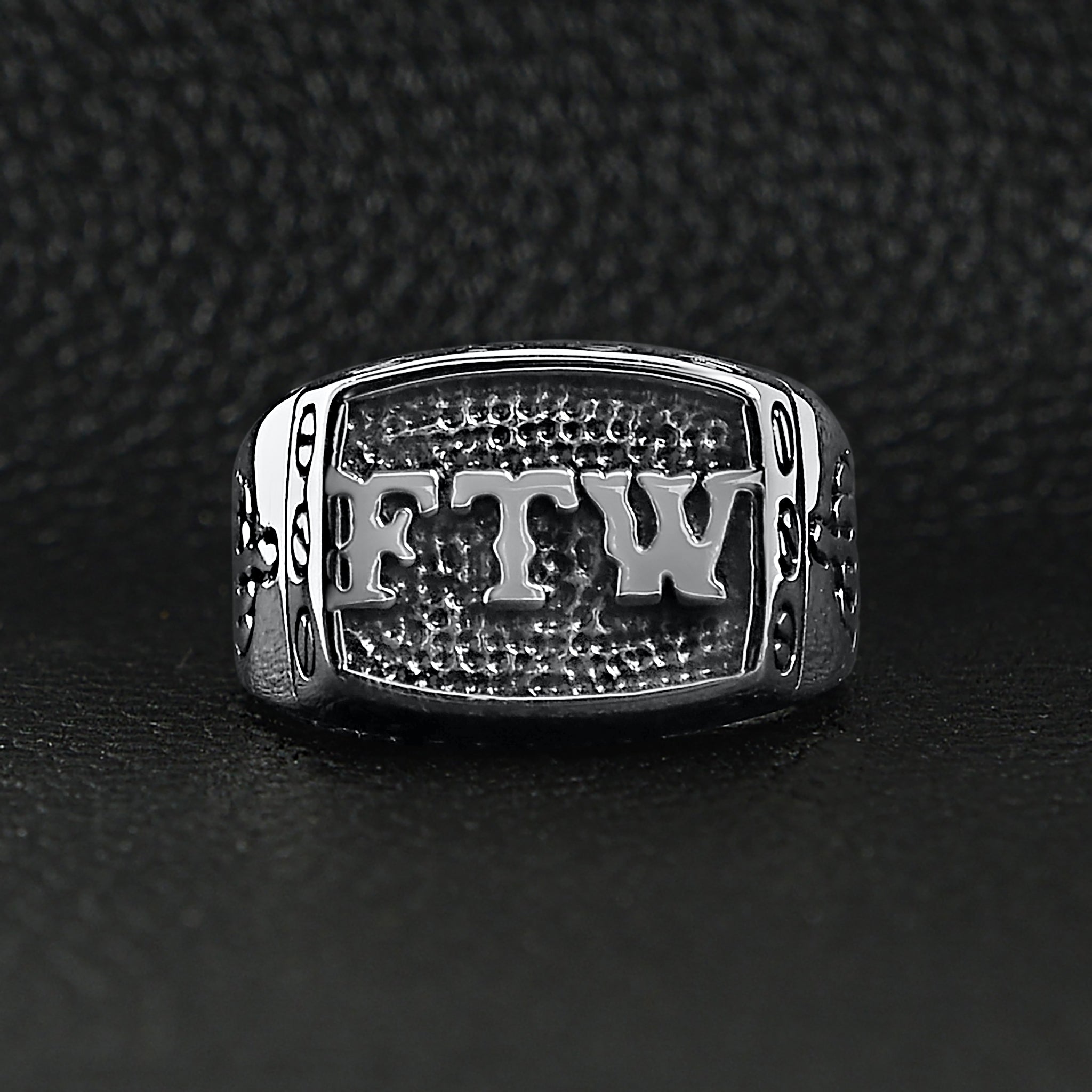 Stainless Steel "FTW" Middle Finger Signet Ring