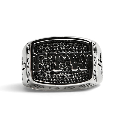 Stainless Steel "FTW" Middle Finger Signet Ring