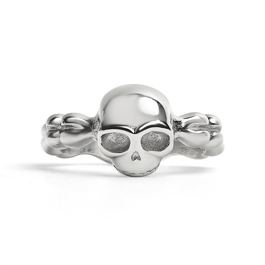 Stainless Steel Skull And Bones Women's Ring