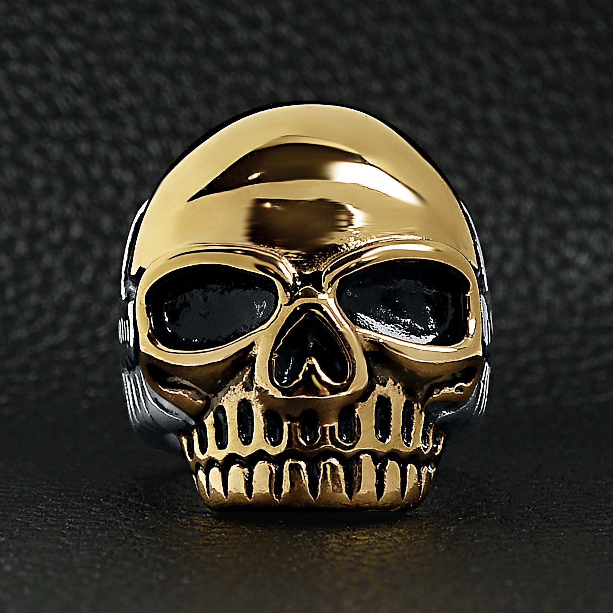 Stainless Steel And 18K Gold PVD Coated Skull Ring