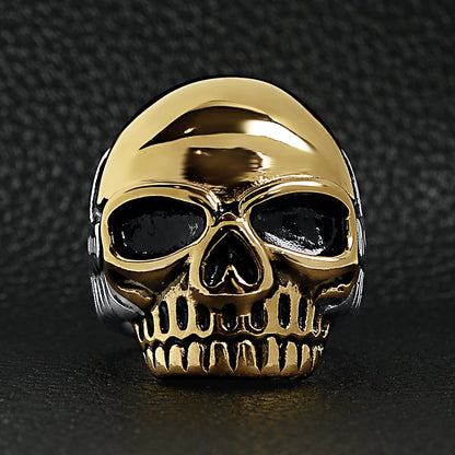 Stainless Steel And 18K Gold PVD Coated Skull Ring