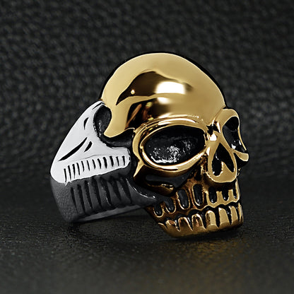 Stainless Steel And 18K Gold PVD Coated Skull Ring