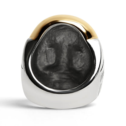 Stainless Steel And 18K Gold PVD Coated Skull Ring