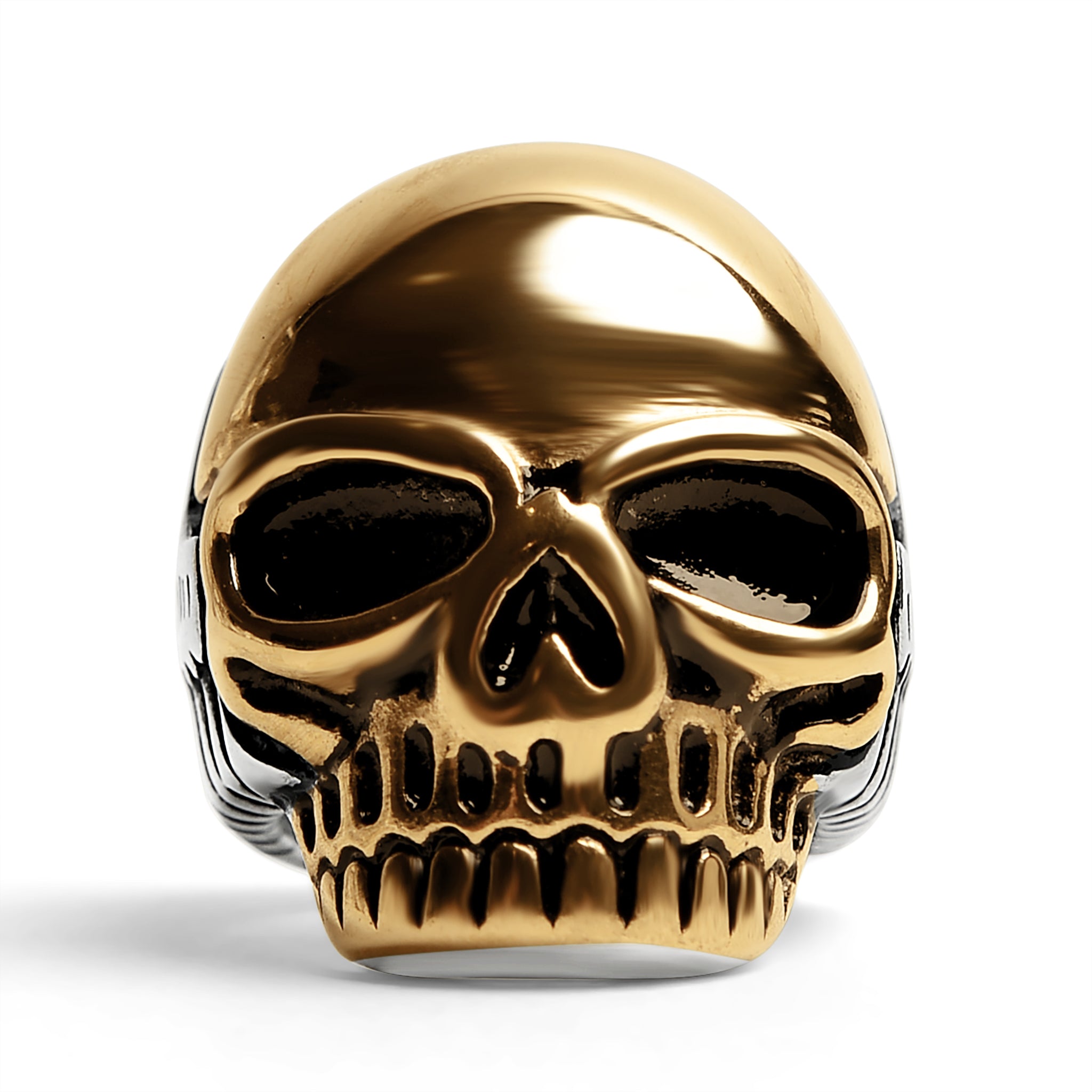 Stainless Steel And 18K Gold PVD Coated Skull Ring