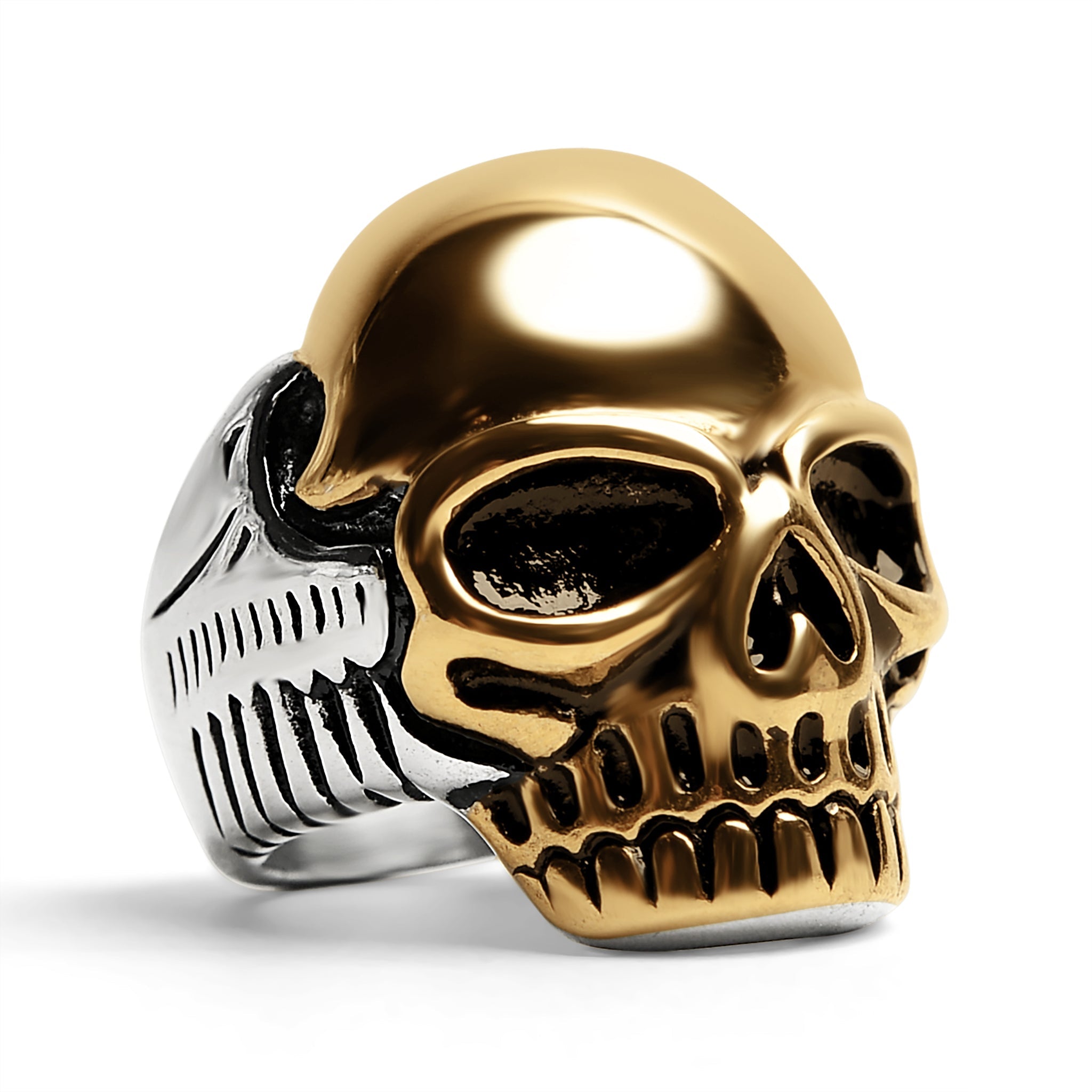 Stainless Steel And 18K Gold PVD Coated Skull Ring
