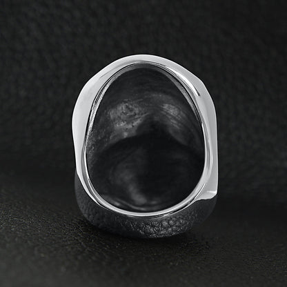 Stainless Steel USA American Flag Covered Skull Ring