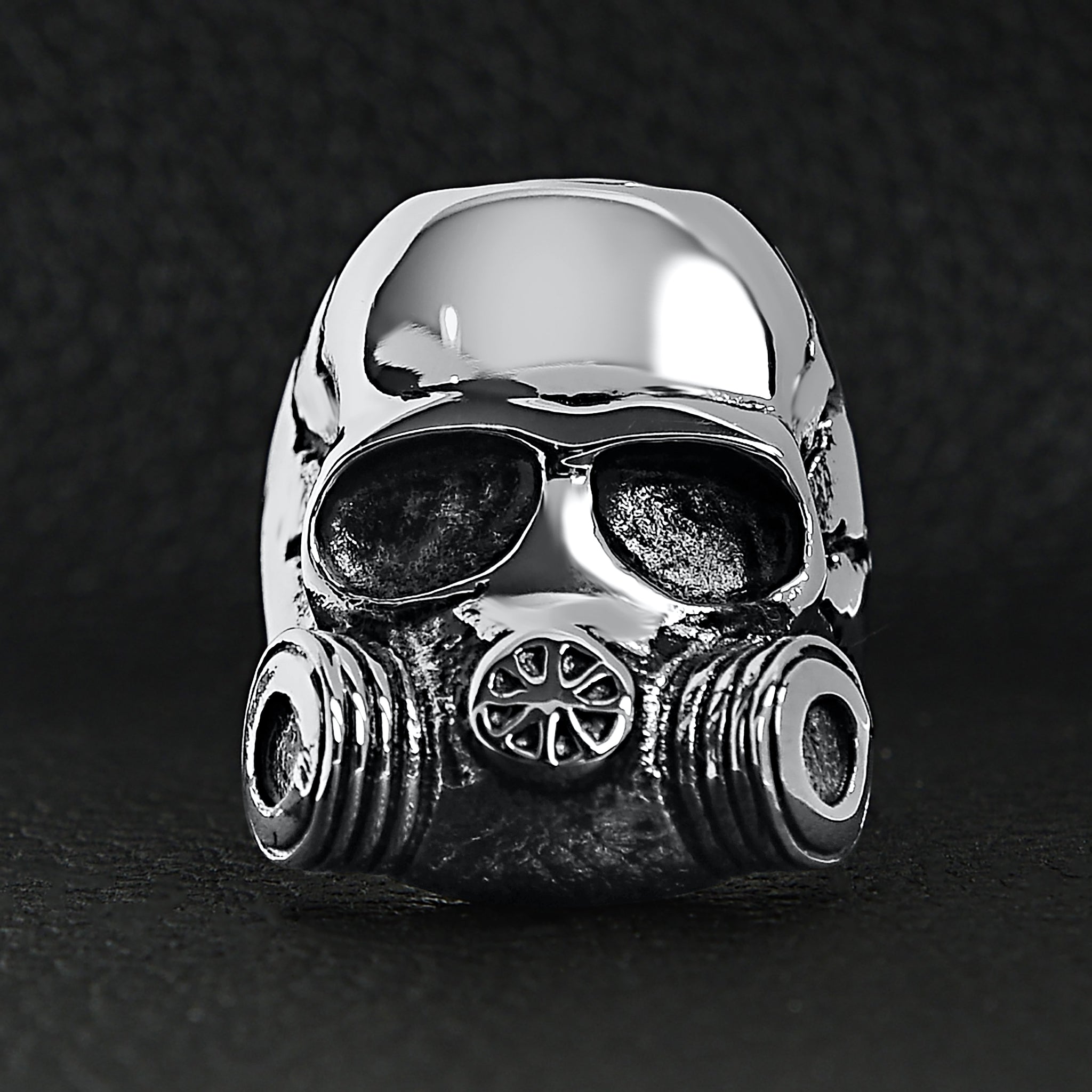 Stainless Steel Gas Mask Skull Ring