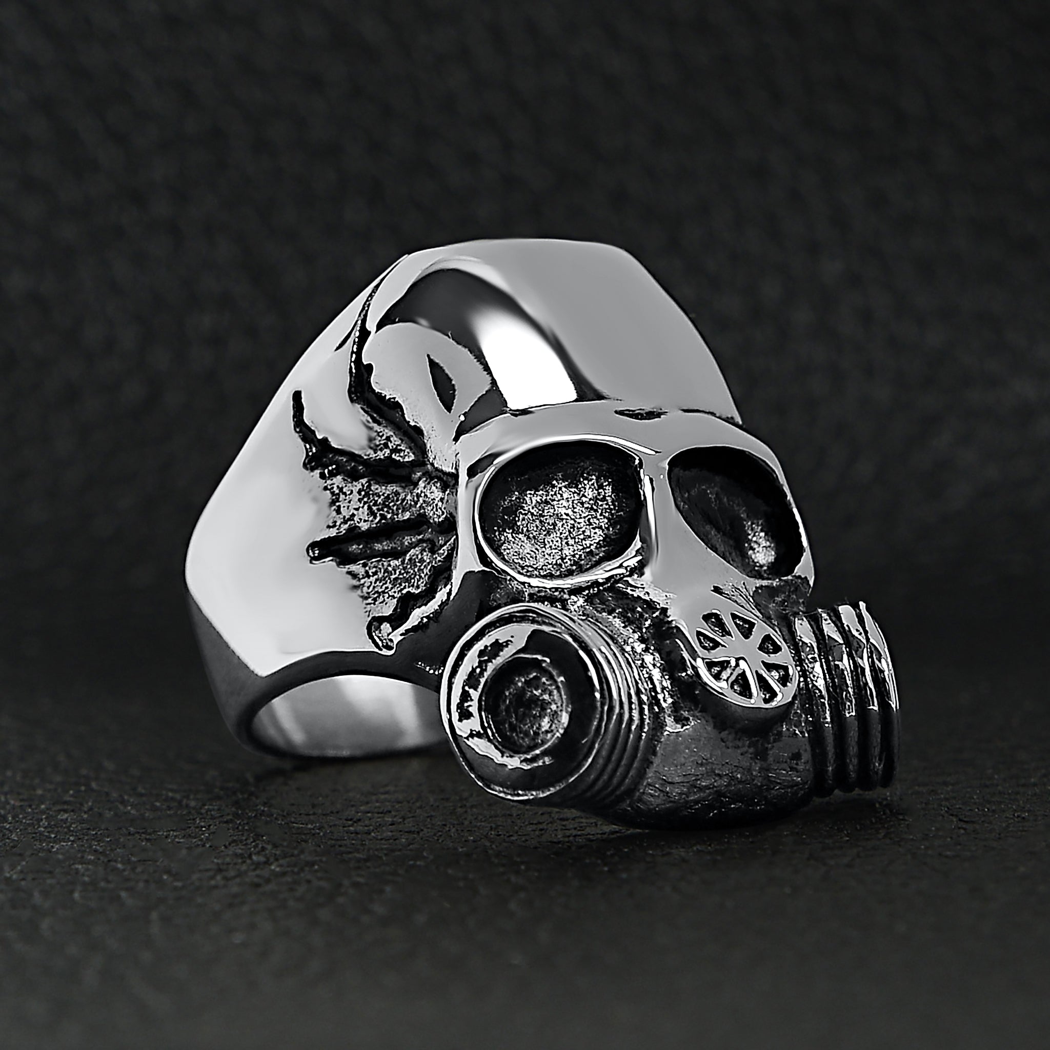 Stainless Steel Gas Mask Skull Ring