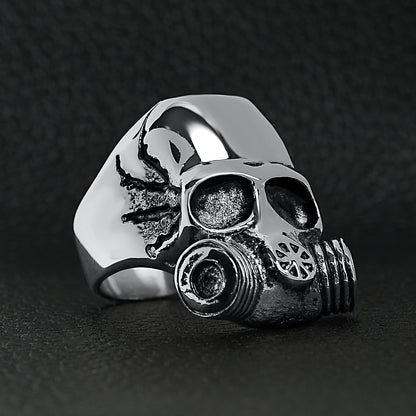 Stainless Steel Gas Mask Skull Ring