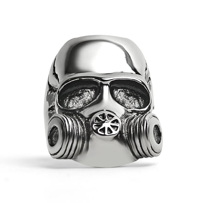 Stainless Steel Gas Mask Skull Ring